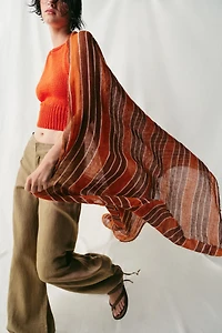 100% LINEN STRIPED PRINT SCARF