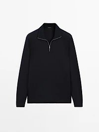 Mock neck quarter zip polo shirt