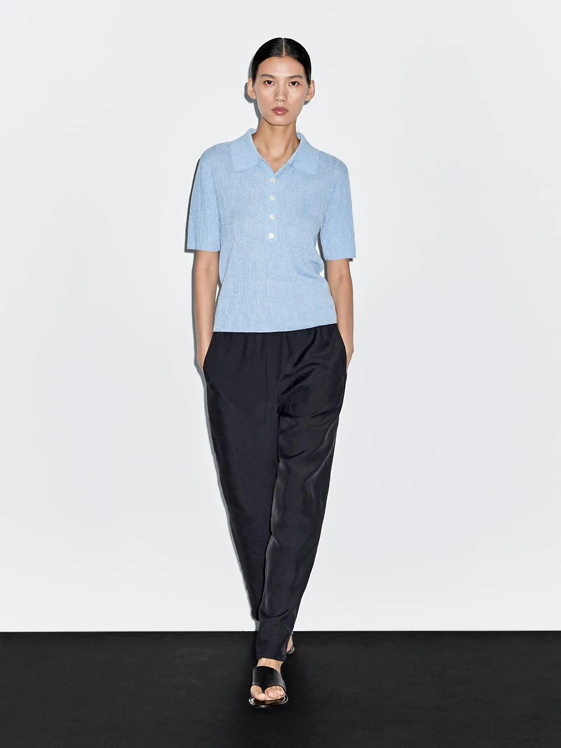 Polo en maille texturée