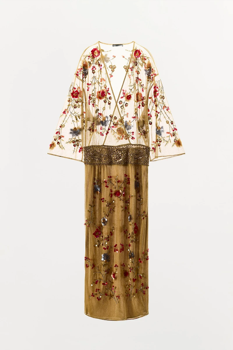 METALLIC THREAD BEADED DRESS