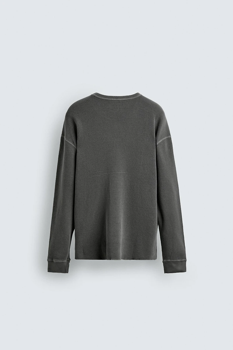 WASHED WAFFLE KNIT T-SHIRT