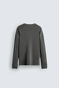 WASHED WAFFLE KNIT T-SHIRT