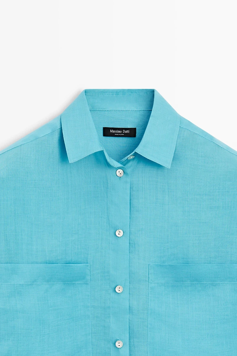 100% ramie flowing pocket shirt