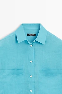 100% ramie flowing pocket shirt