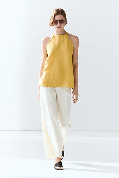 Linen blend halter top