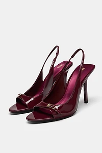 PATENT FINISH HEELED SANDALS