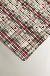 LOT DE SERVIETTES FIL TEINTÉ CŒUR NOËL (LOT DE 2)