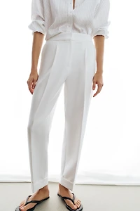 PLEATED CUFFED HEM PANTS