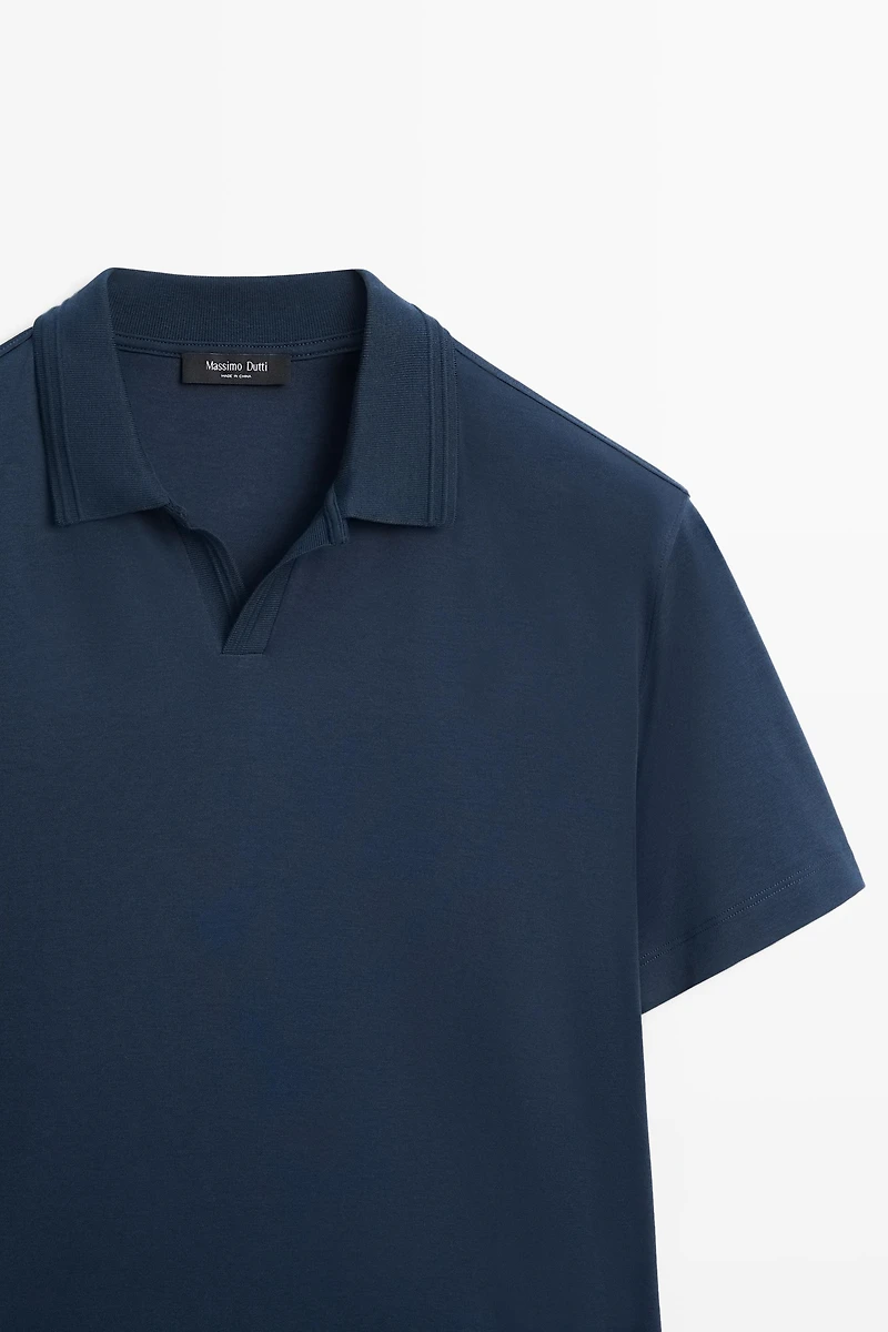 100% cotton V-neck knit polo