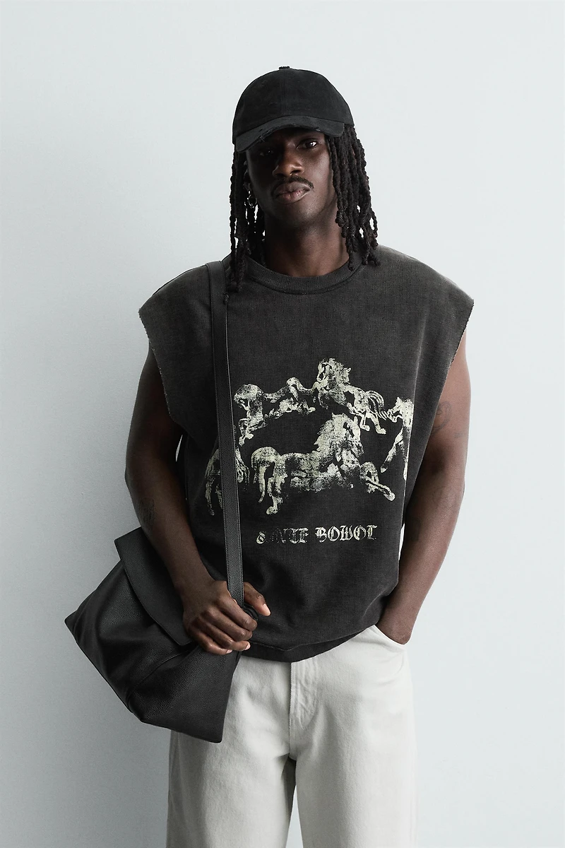HORSE PRINT KNIT TANK TOP