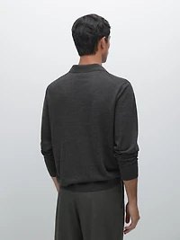 100% merino wool knit polo jumper