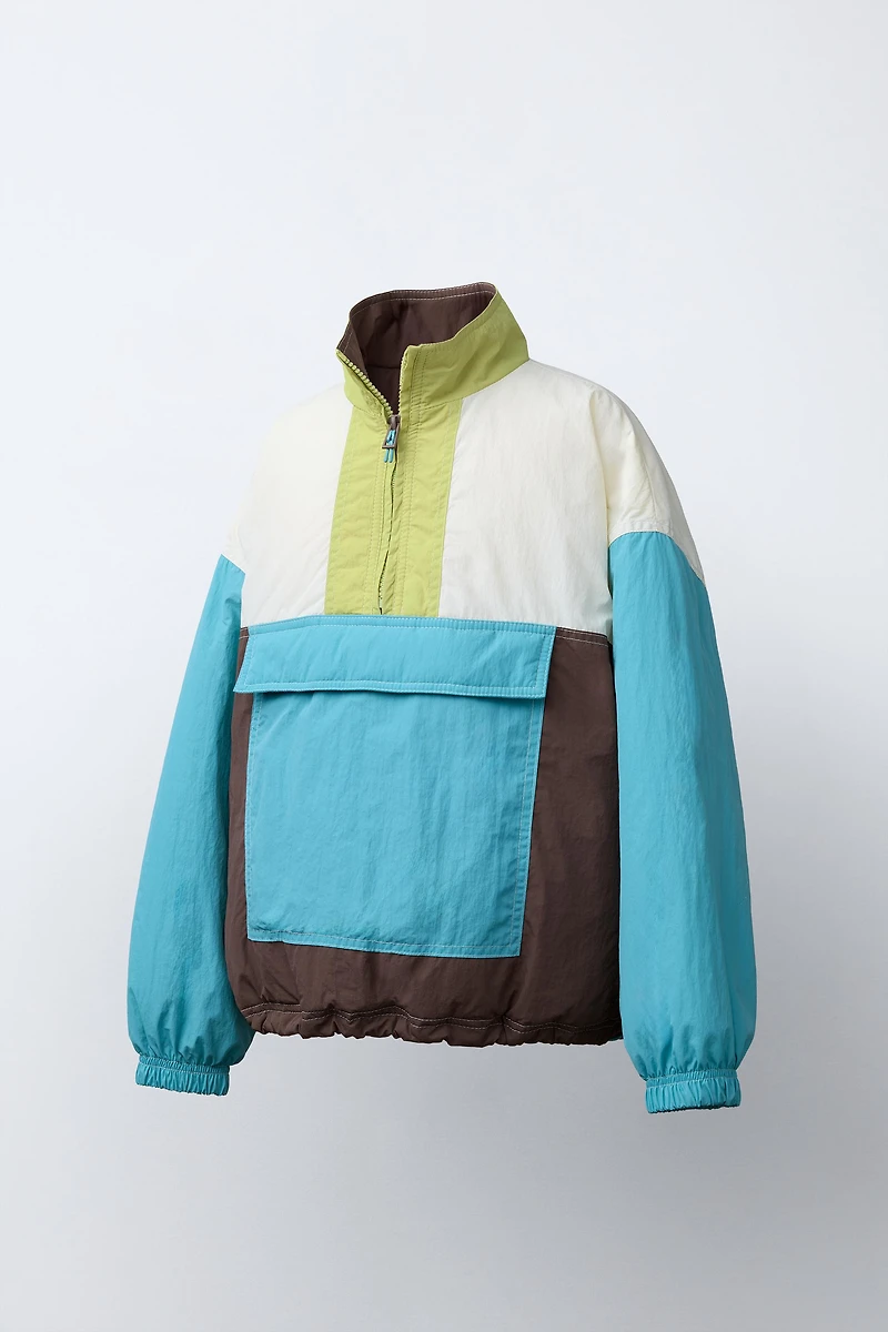 COLORBLOCK POUCH POCKET RAINCOAT