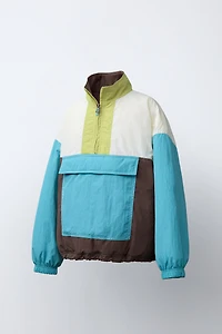 COLORBLOCK POUCH POCKET RAINCOAT