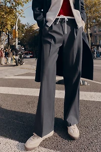 DOUBLE WAISTBAND WIDE-LEG PANTS