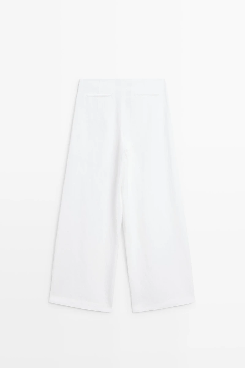 Total look flowing linen blend trousers