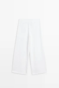 Total look flowing linen blend trousers