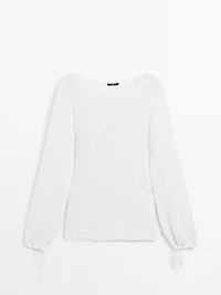 Balloon sleeve sweater with bows