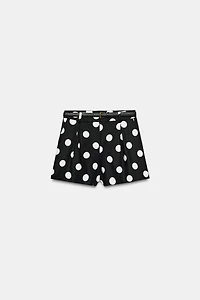 POLKA DOT BELTED PLEATED SHORTS