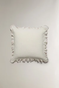 KIDS' TEXTURED RUFFLE THROW PILLOW COVER