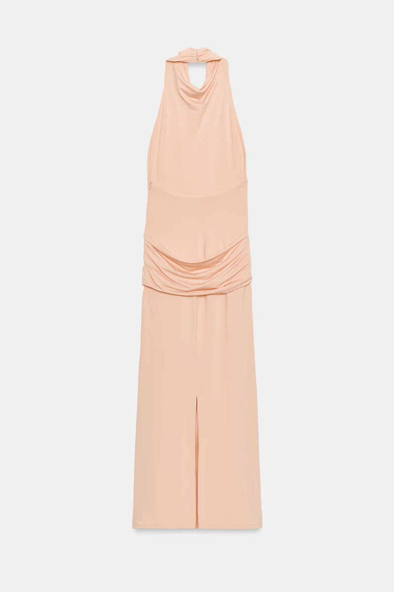 BELTED MIDI HALTER DRESS