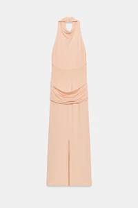 BELTED MIDI HALTER DRESS