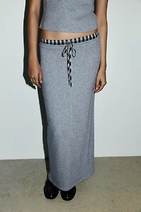 CONTRAST WAISTBAND MIDI SKIRT