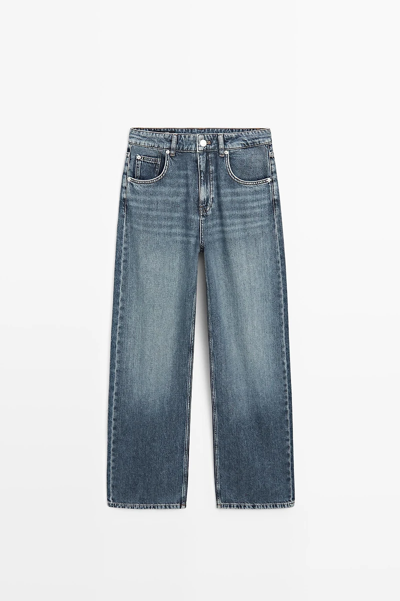 Mid-waist barrel fit jeans