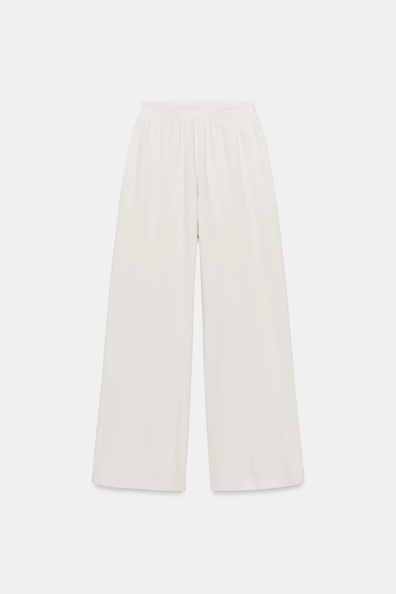 WASHED EFFECT WIDE LEG PANTS