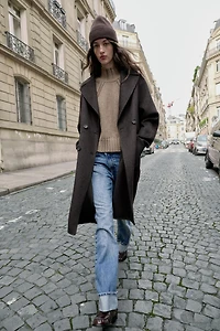 LONG DOUBLE-BREASTED WOOL COAT