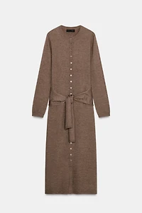 KNIT BELTED MIDI DRESS