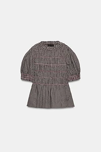 PLAID SMOCKED SHIRT