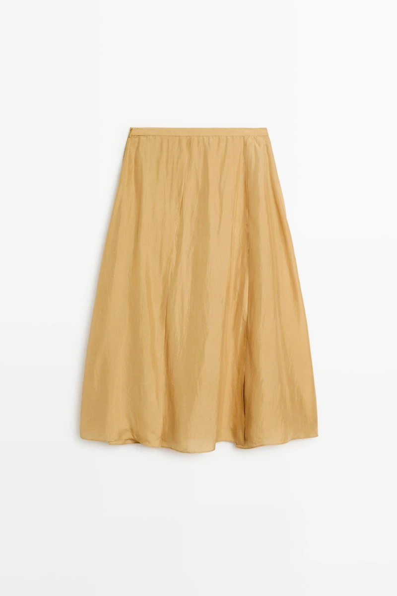 Total look 100% silk flowing midi skirt