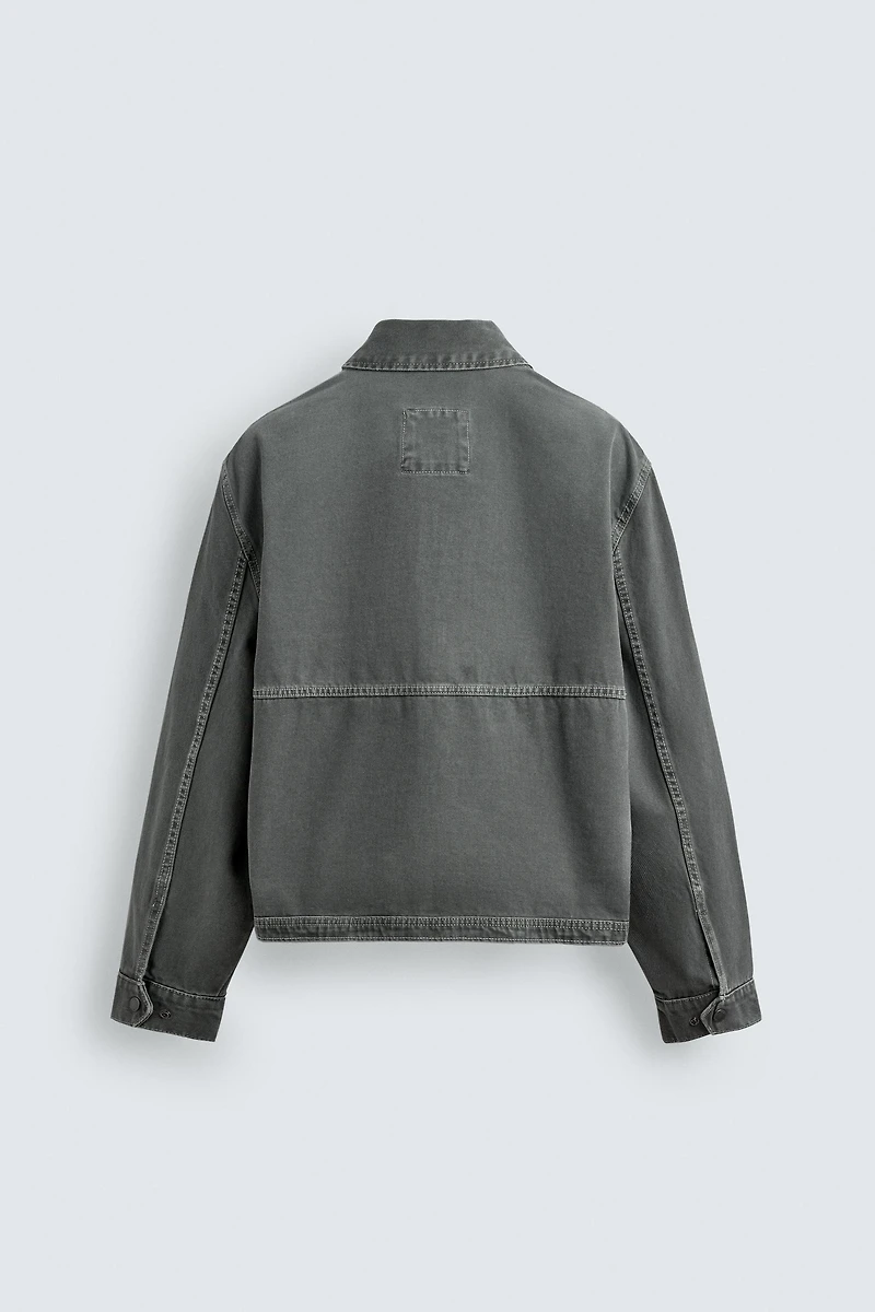 CONTRAST TOPSTITCHING BOXY FIT JACKET