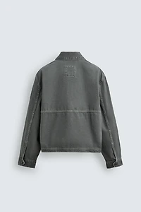 CONTRAST TOPSTITCHING BOXY FIT JACKET