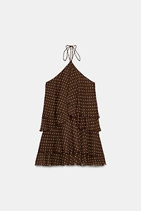RUFFLED POLKA DOT HALTER DRESS