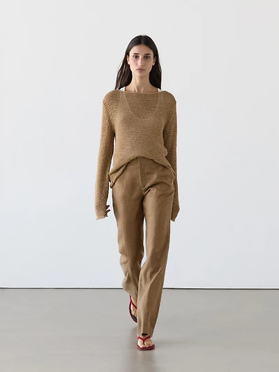 100% linen kick flare fit pants