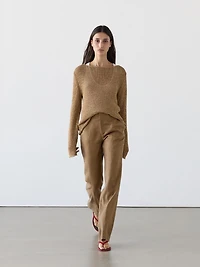 100% linen kick flare fit pants