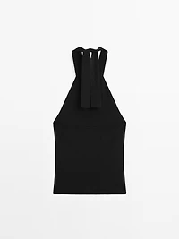 Halter top with tied neck detail