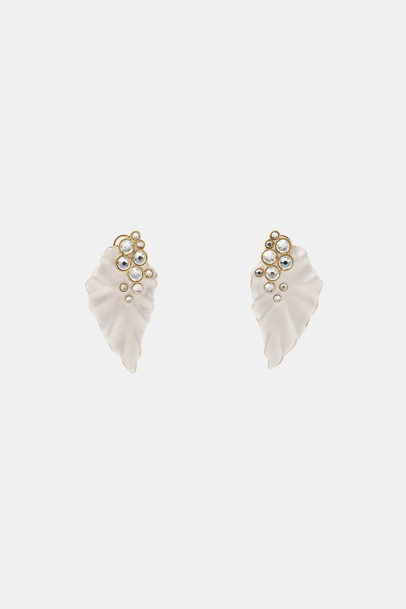 JEWELED LEAF EARRINGS