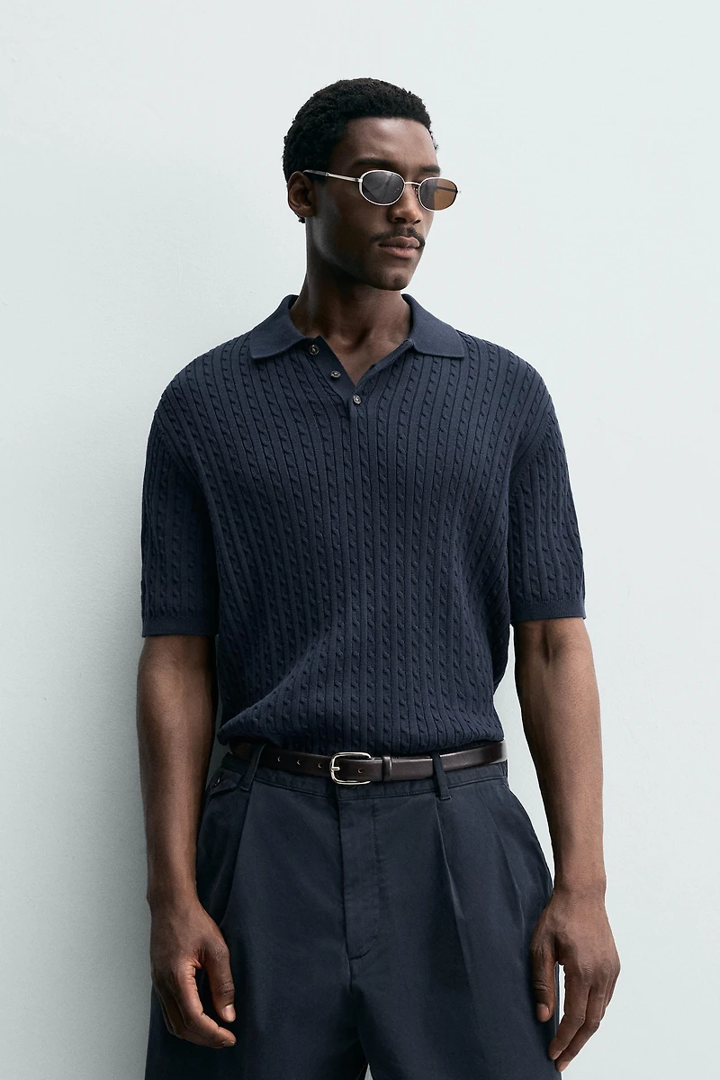 REGULAR FIT KNIT TEXTURED POLO