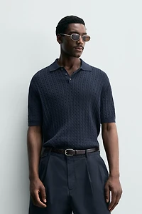 REGULAR FIT KNIT TEXTURED POLO