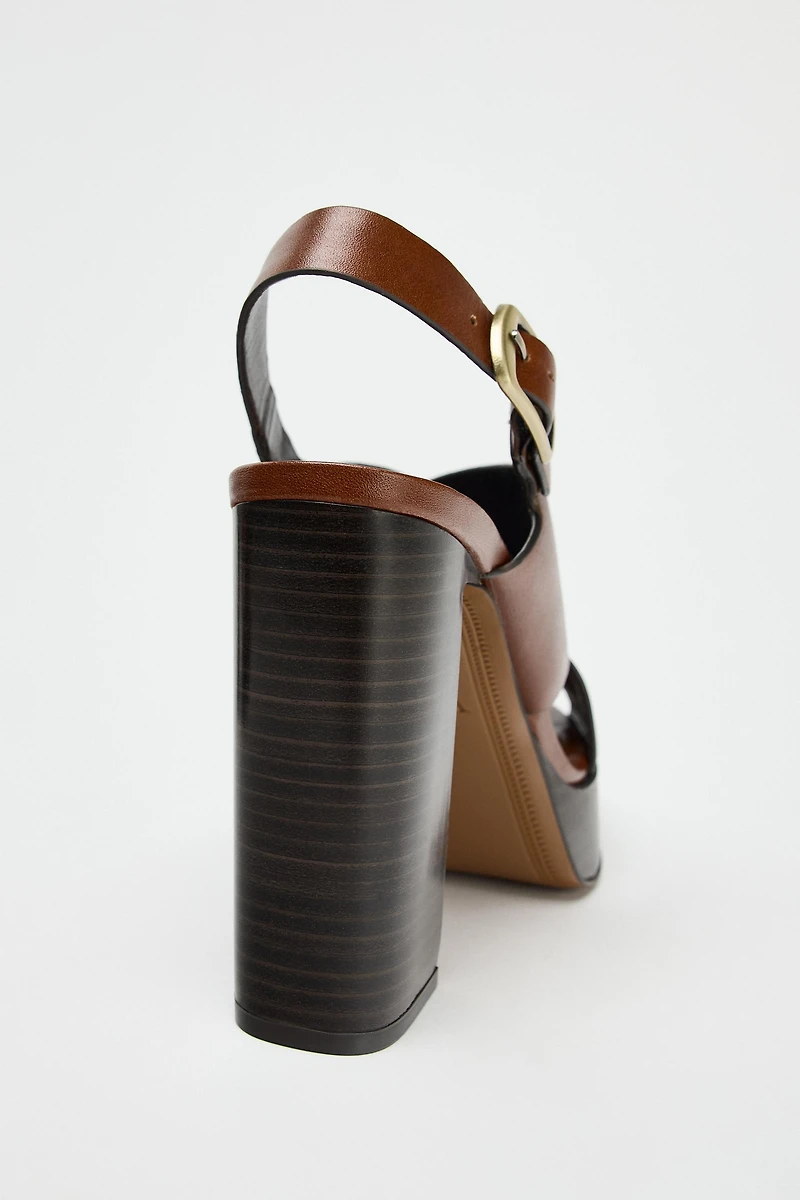 LEATHER HEELED SANDALS