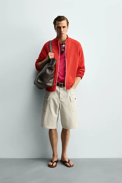 CONTRAST ZIP RELAXED FIT SWEATSHIRT