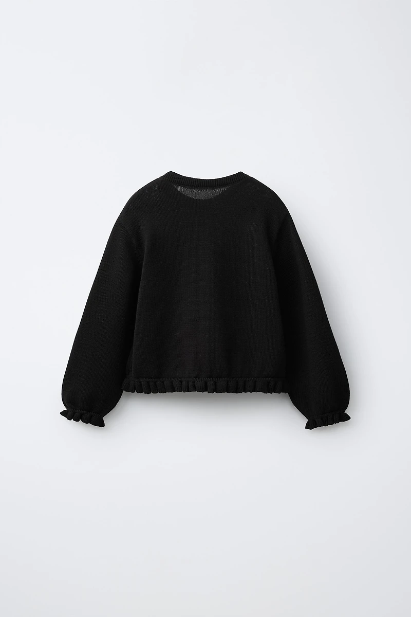 RUFFLED KNIT CARDIGAN