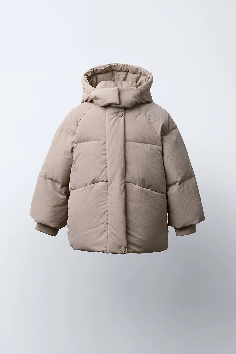 DOUDOUNE 50% PLUME ET DUVET DÉPERLANTE AVEC CAPUCHE EFFET FOURRURE DÉTACHABLE