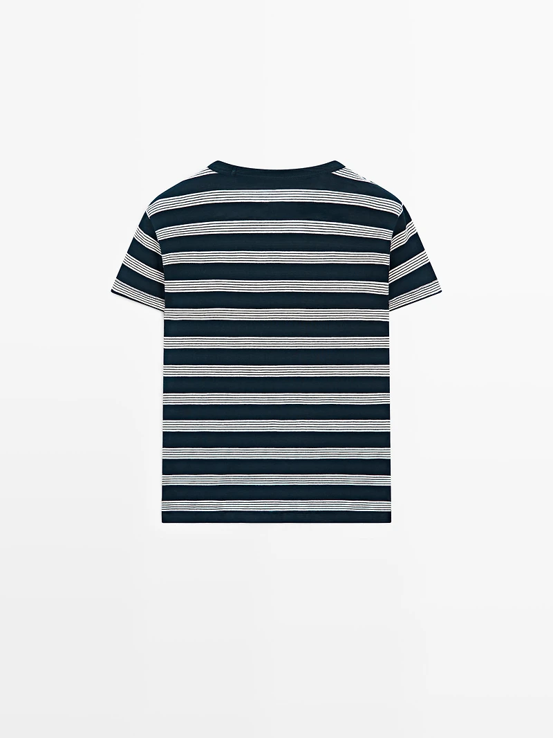 100% cotton striped short sleeve T-shirt