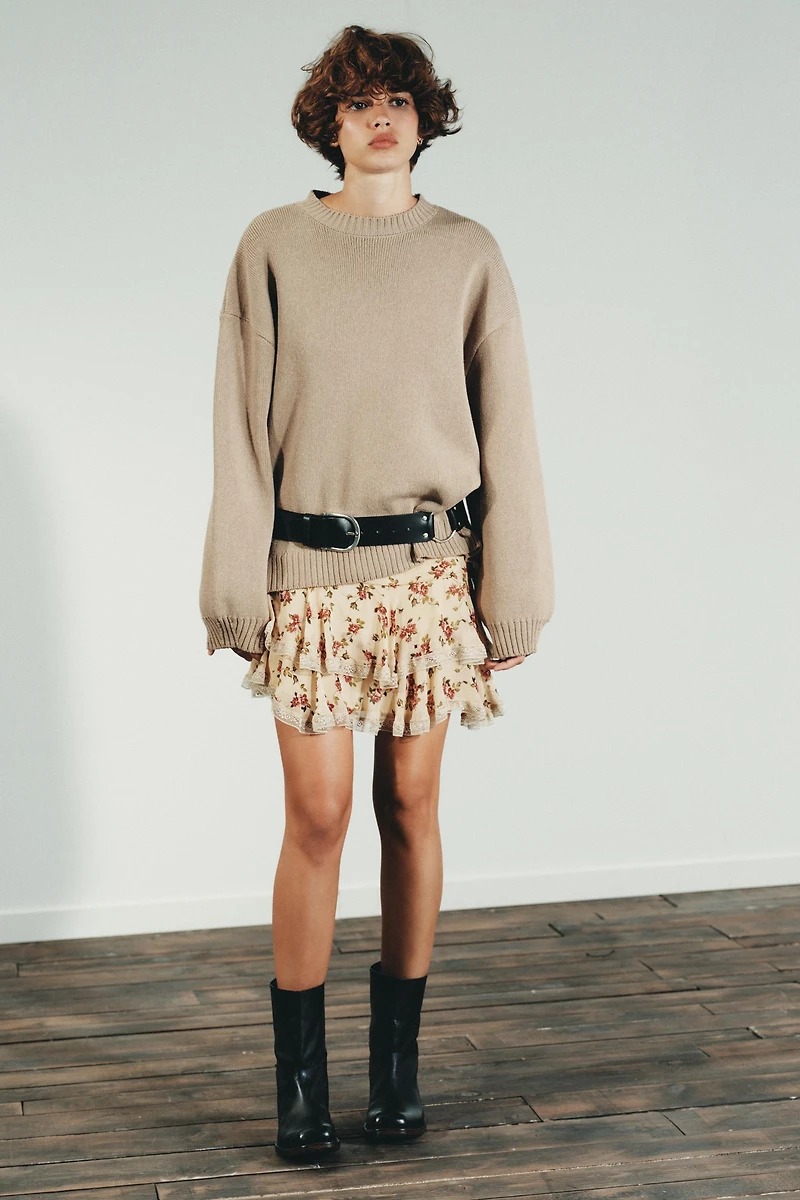 FLORAL RUFFLE MINI SKIRT