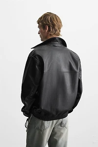 FAUX LEATHER BOMBER JACKET