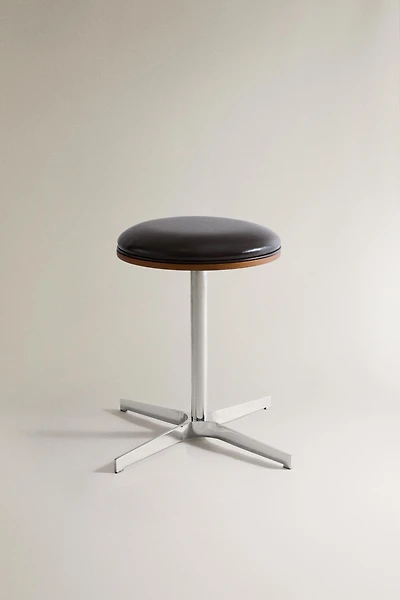 LEATHER AND STAINLESS STEEL STOOL