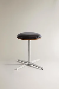 LEATHER AND STAINLESS STEEL STOOL